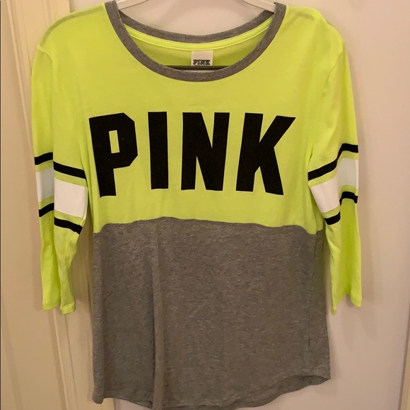 Pink Yellow and Grey Long Sleeve T-shirt - Picture 1 of 3